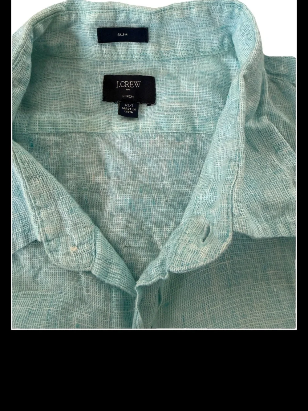 J.Crew Men's Slim Fit Linen Shirt XL-T  Tall - Color Teal/Aqua